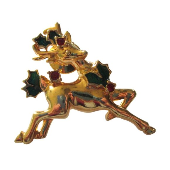 Avon Reindeer Christmas Tac Pin - Vintage 1993 Holiday Jewelry Gift - Picture 1 of 6